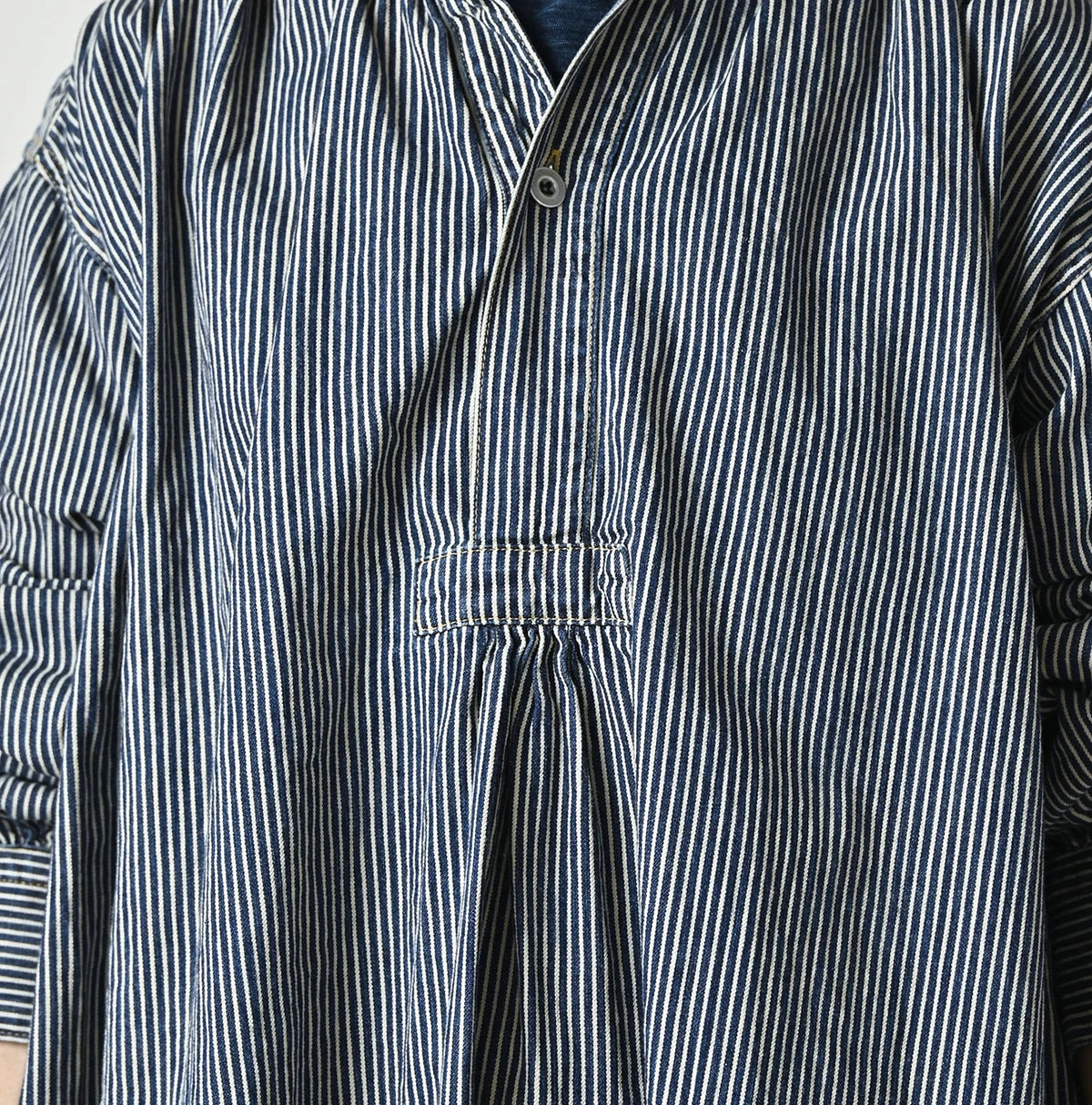 45R Indigo Hickory Komugi Denim Hechima Blouse (Distressed)