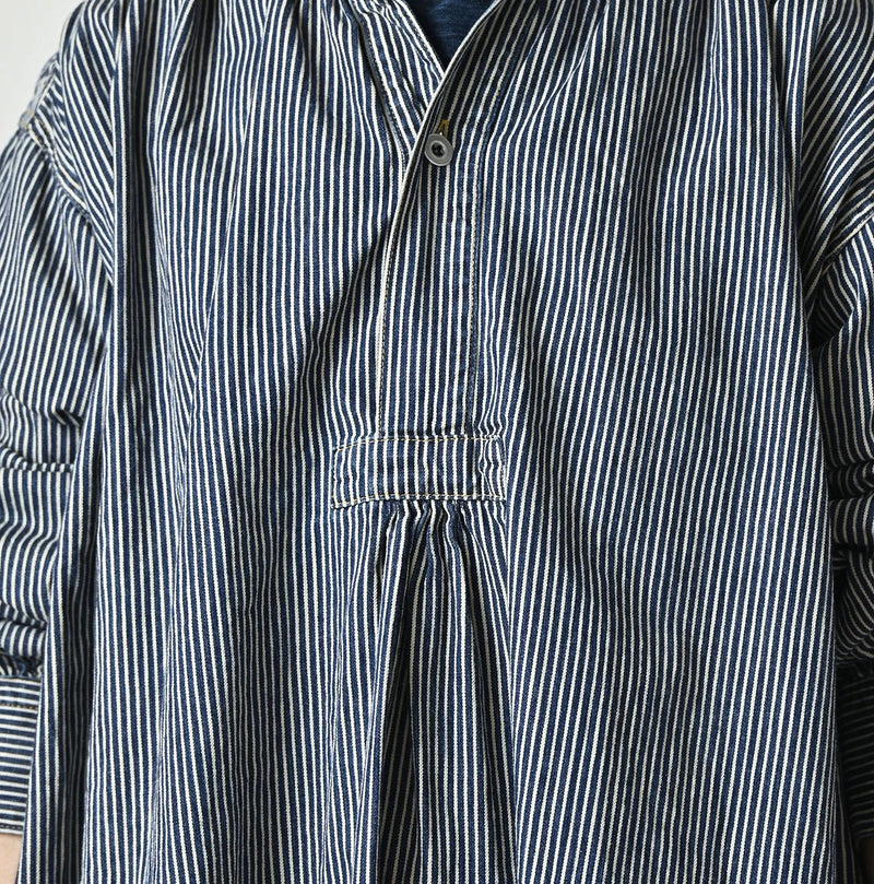 45R Indigo Hickory Komugi Denim Hechima Blouse (Distressed) - Image 8