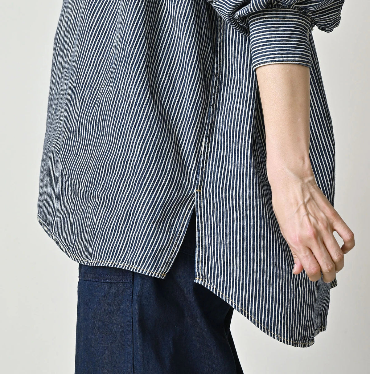 45R Indigo Hickory Komugi Denim Hechima Blouse (Distressed)