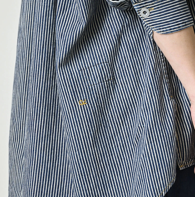 45R Indigo Hickory Komugi Denim Hechima Blouse (Distressed) - Image 11