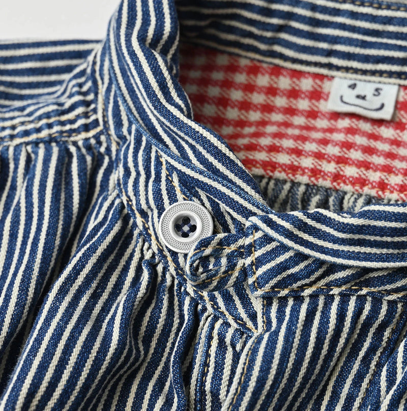 45R Indigo Hickory Komugi Denim Hechima Blouse (Distressed) - Image 14