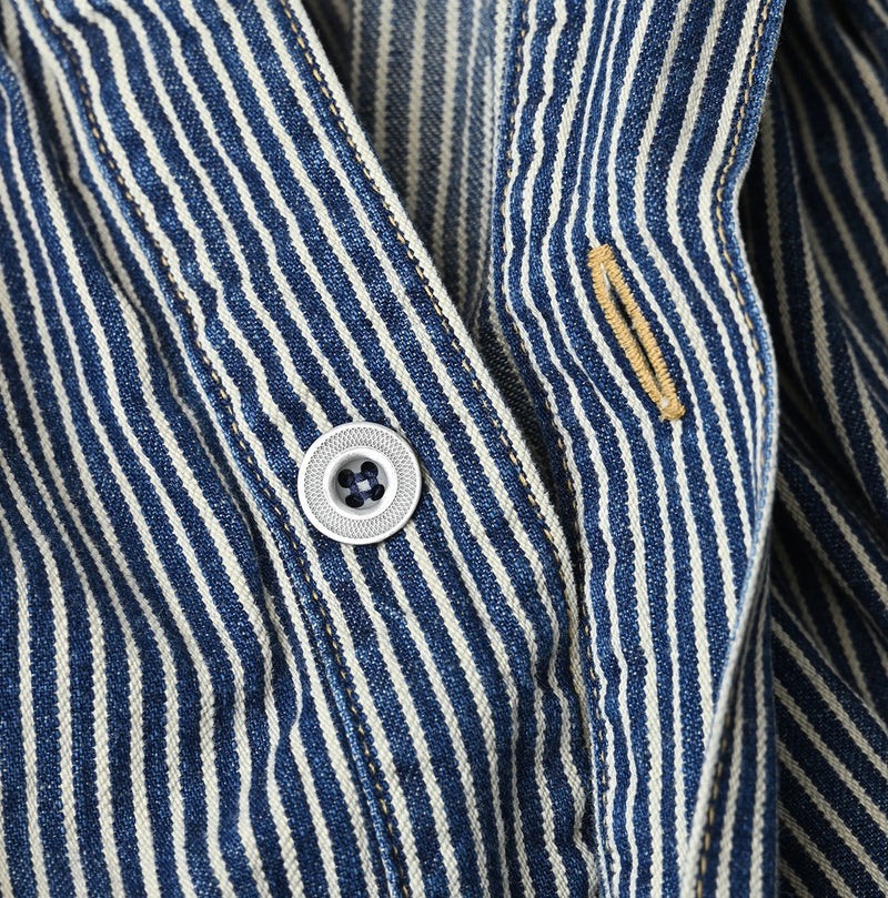 45R Indigo Hickory Komugi Denim Hechima Blouse (Distressed) - Image 15