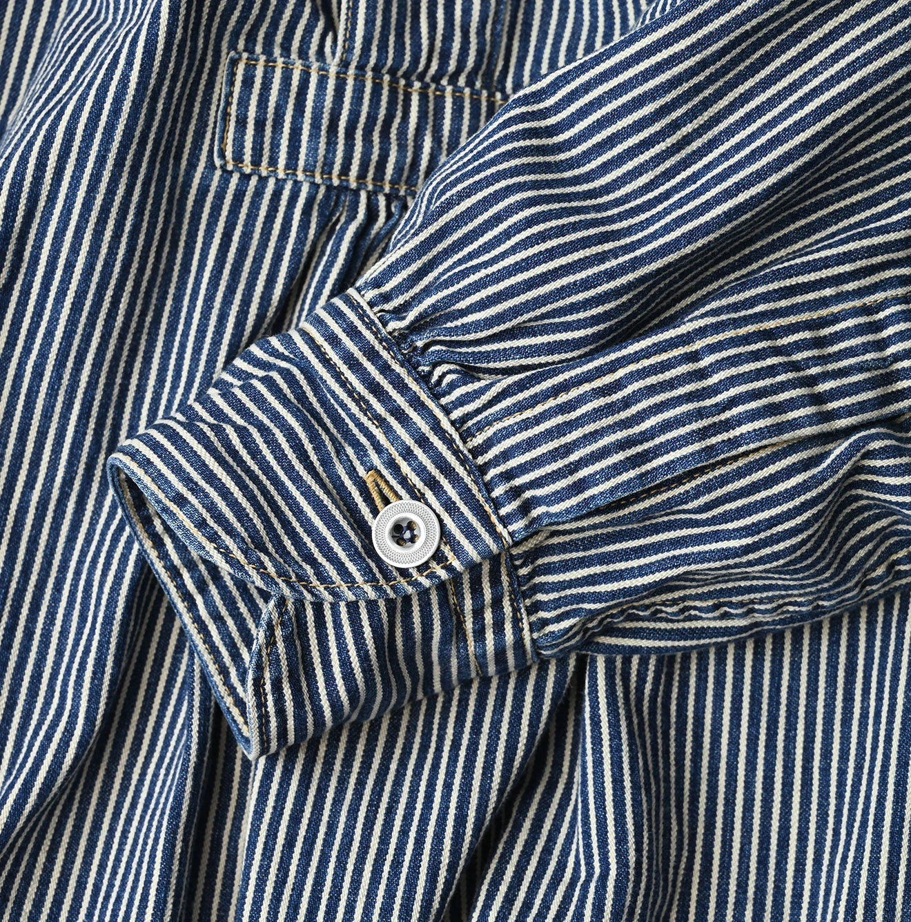 45R Indigo Hickory Komugi Denim Hechima Blouse (Distressed) - Image 17