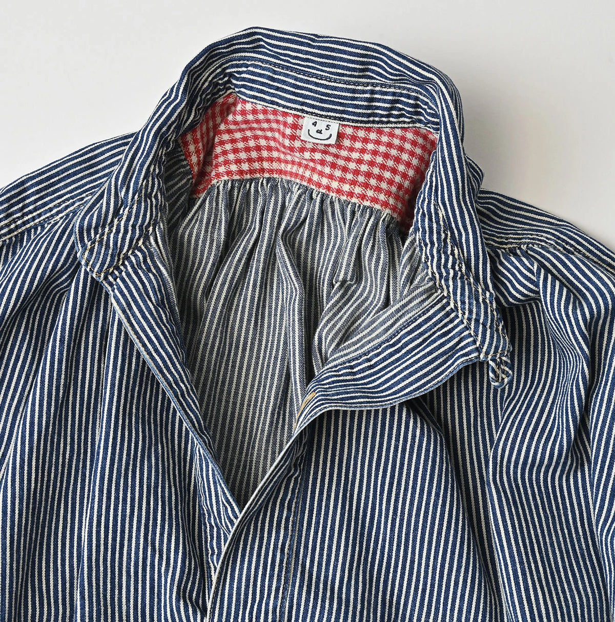 45R Indigo Hickory Komugi Denim Hechima Blouse (Distressed)