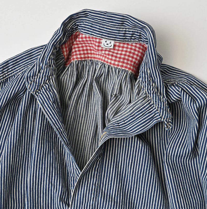 45R Indigo Hickory Komugi Denim Hechima Blouse (Distressed) - Image 19