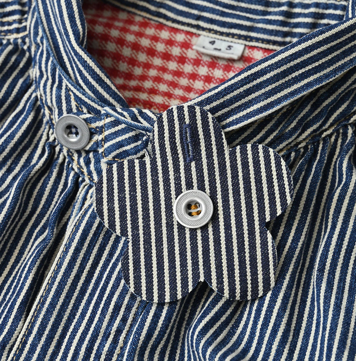 45R Indigo Hickory Komugi Denim Hechima Blouse (Distressed)