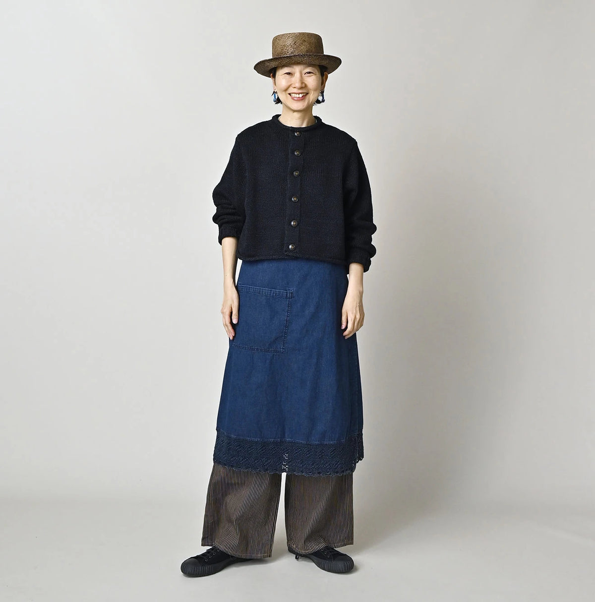 45R Komugi Denim Lace x Wrap Skirt
