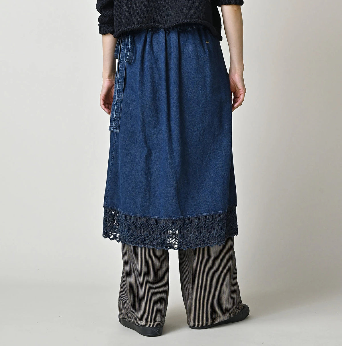 45R Komugi Denim Lace x Wrap Skirt