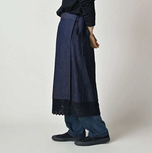 45R Komugi Denim Lace x Wrap Skirt