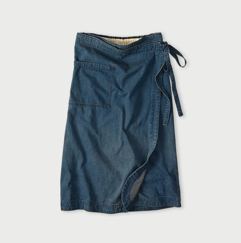 45R Light Mont Brown Denim Wrap Skirt Distressed - Image 1