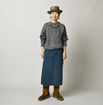 45R Light Mont Brown Denim Wrap Skirt Distressed