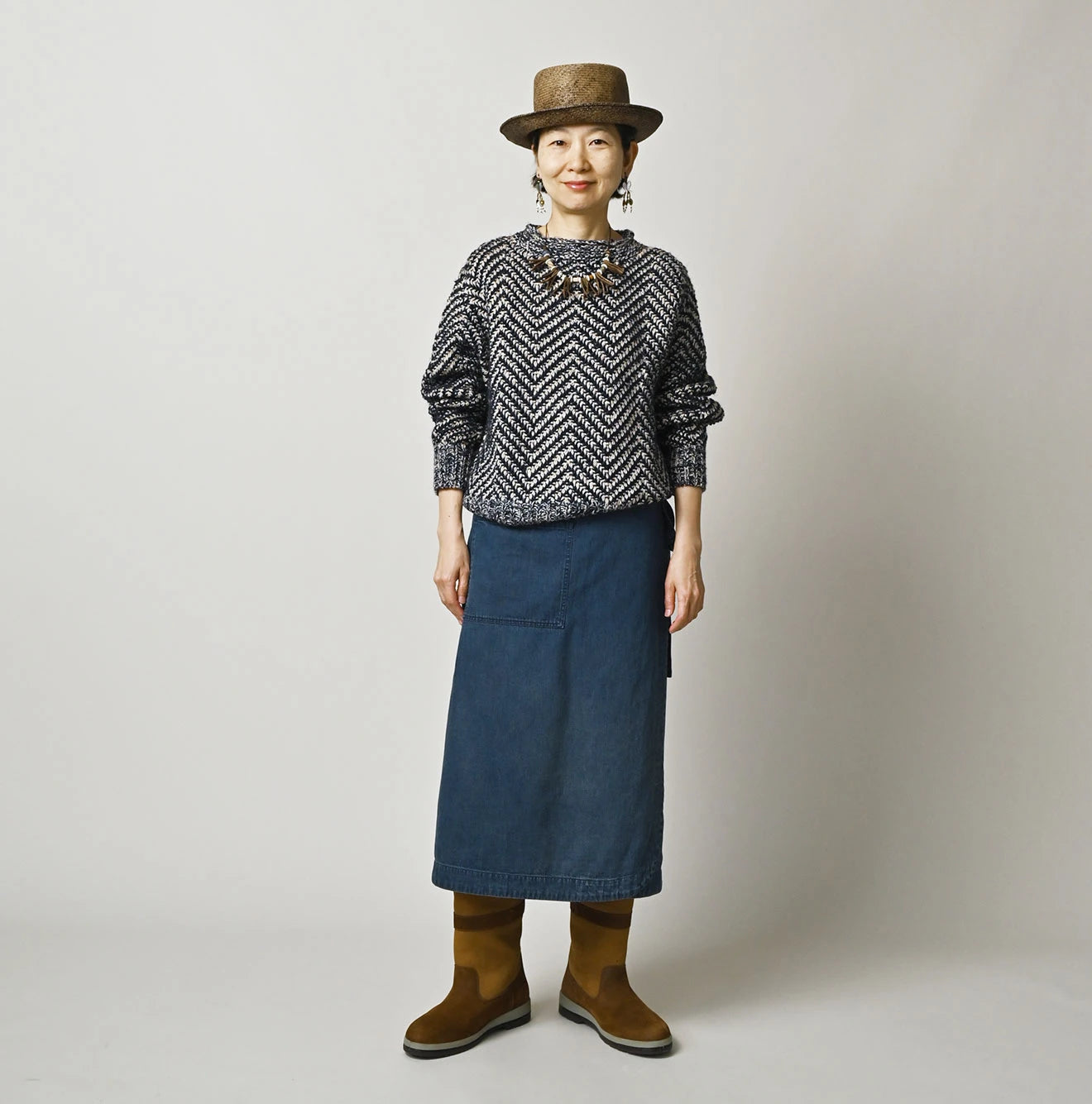 45R Light Mont Brown Denim Wrap Skirt Distressed - Image 2