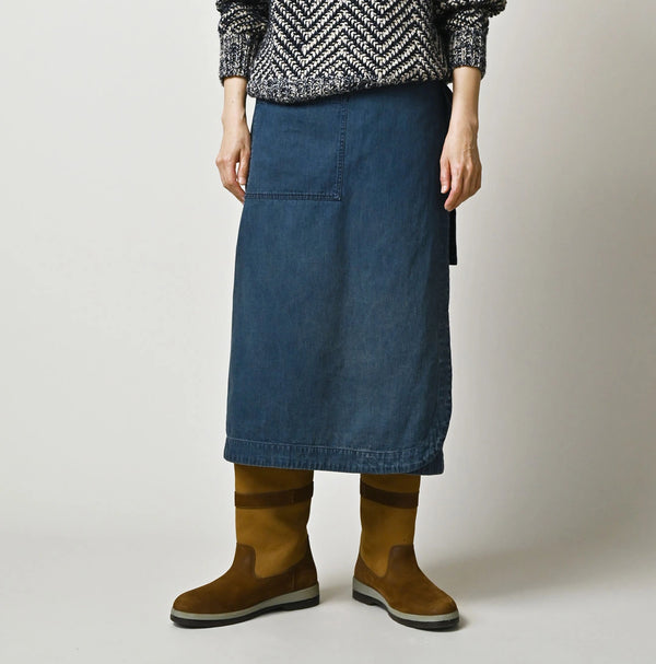 45R Light Mont Brown Denim Wrap Skirt Distressed