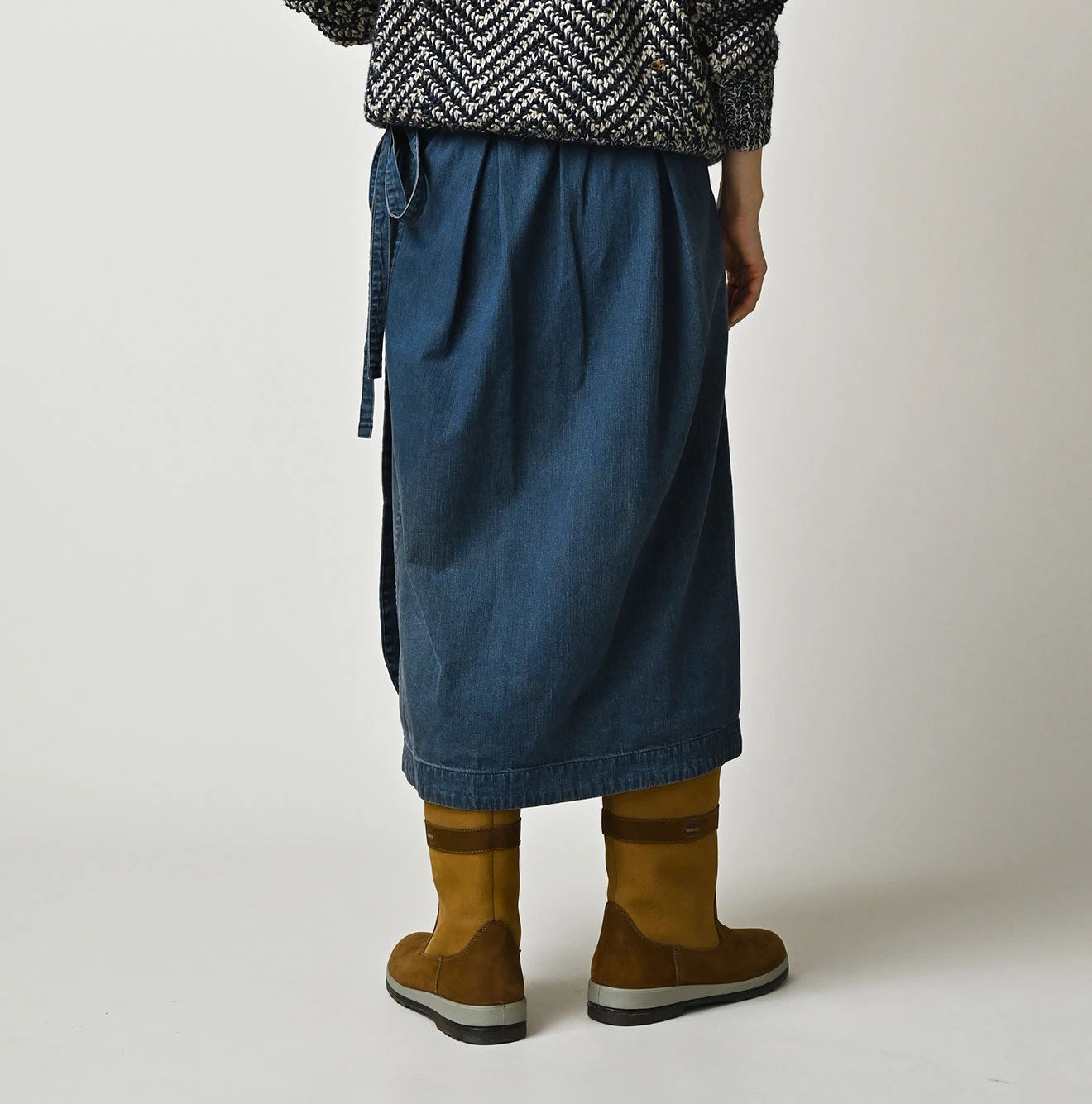 45R Light Mont Brown Denim Wrap Skirt Distressed - Image 5