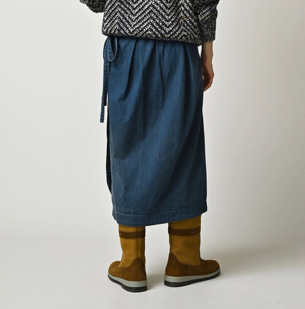45R Light Mont Brown Denim Wrap Skirt Distressed