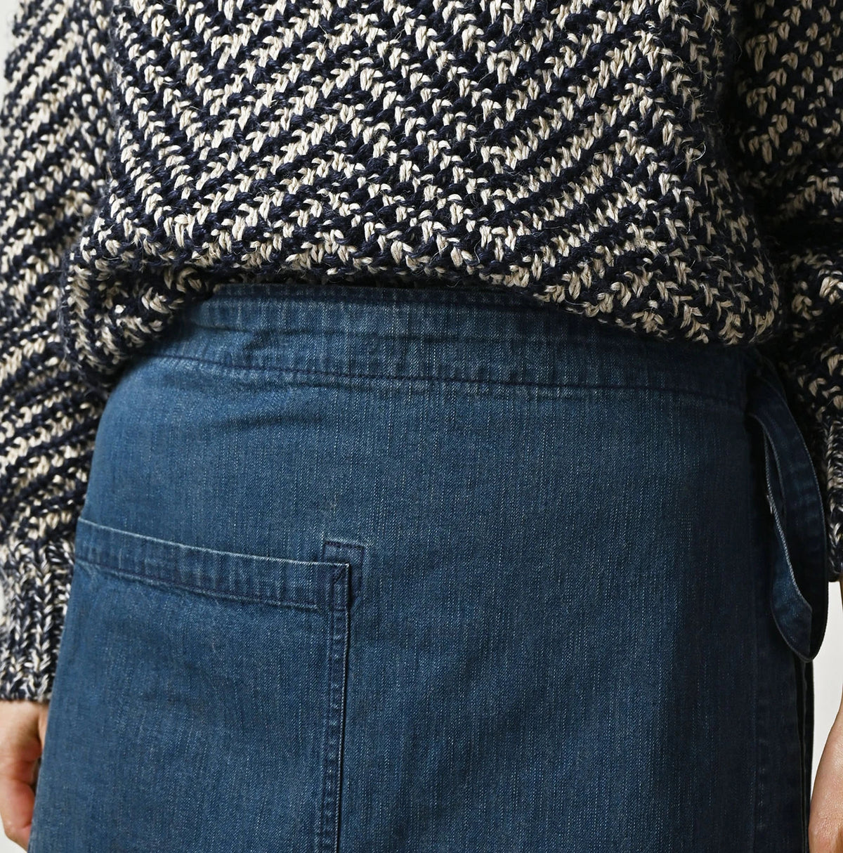 45R Light Mont Brown Denim Wrap Skirt Distressed