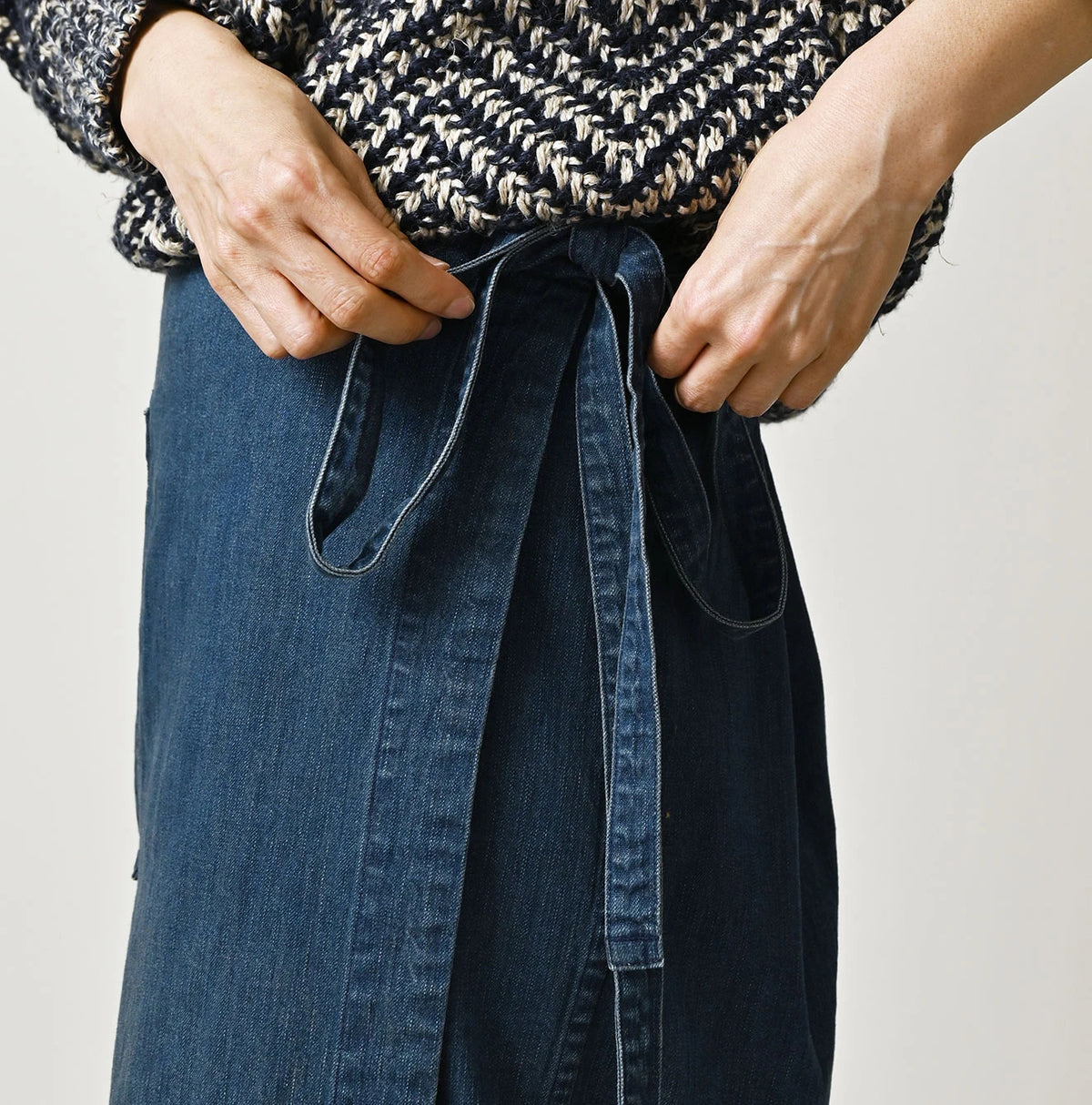 45R Light Mont Brown Denim Wrap Skirt Distressed
