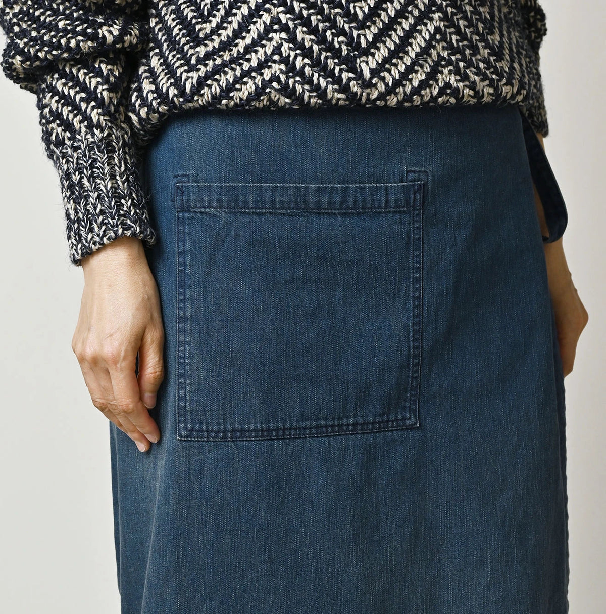 45R Light Mont Brown Denim Wrap Skirt Distressed