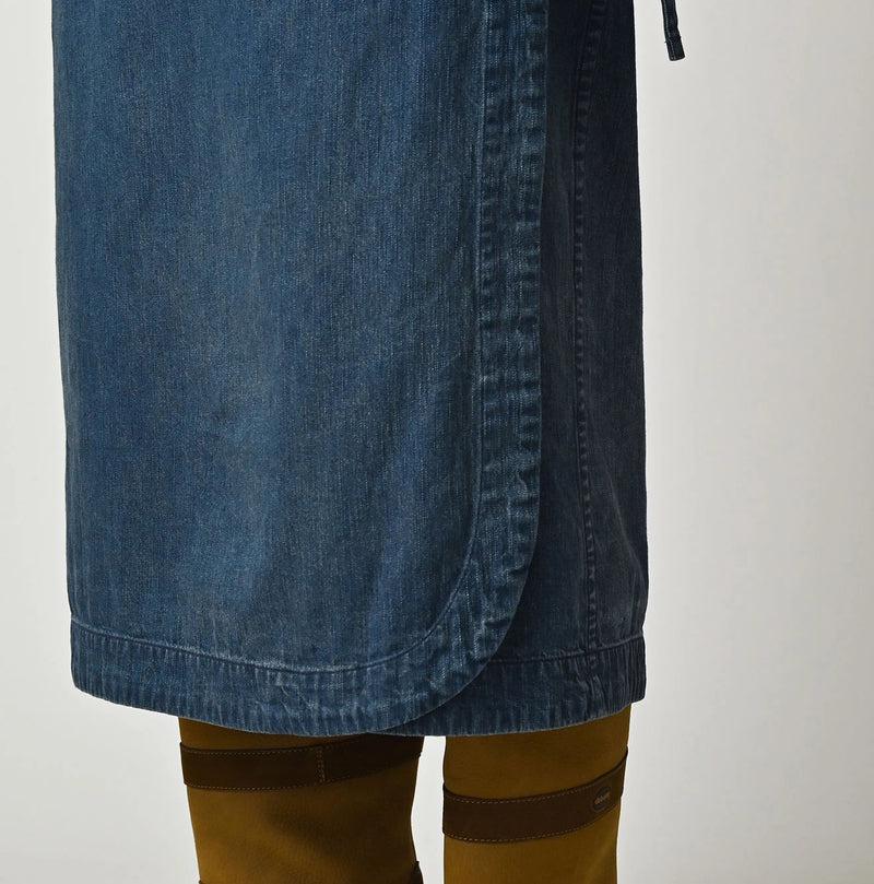 45R Light Mont Brown Denim Wrap Skirt Distressed - Image 9