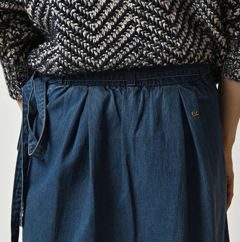 45R Light Mont Brown Denim Wrap Skirt Distressed - Image 10