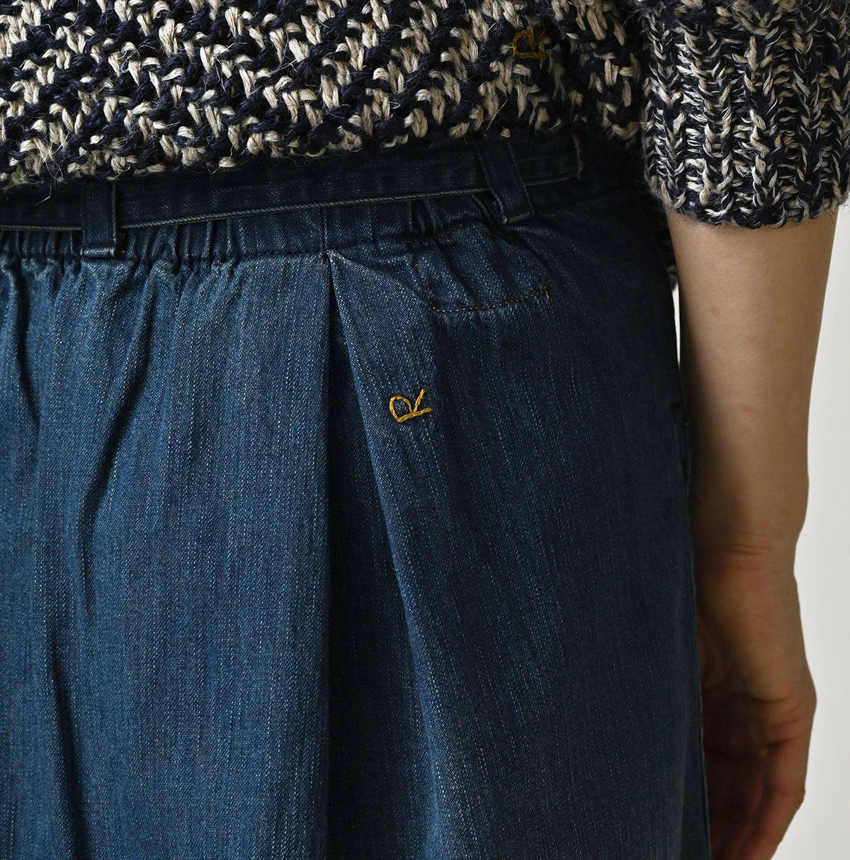 45R Light Mont Brown Denim Wrap Skirt Distressed
