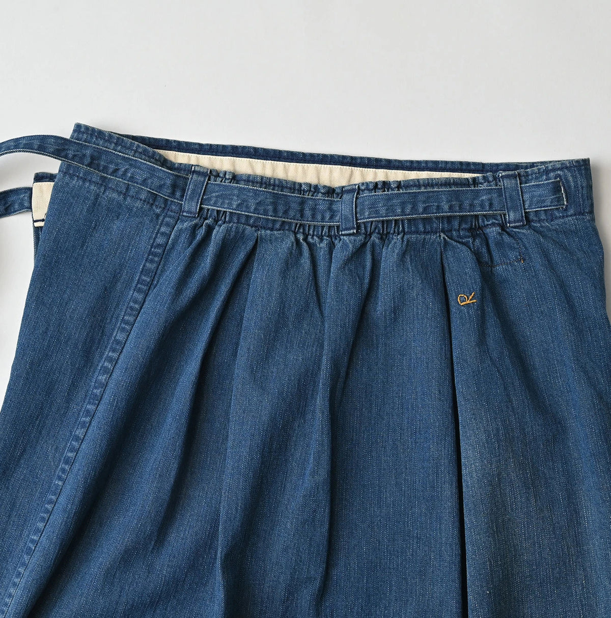 45R Light Mont Brown Denim Wrap Skirt Distressed