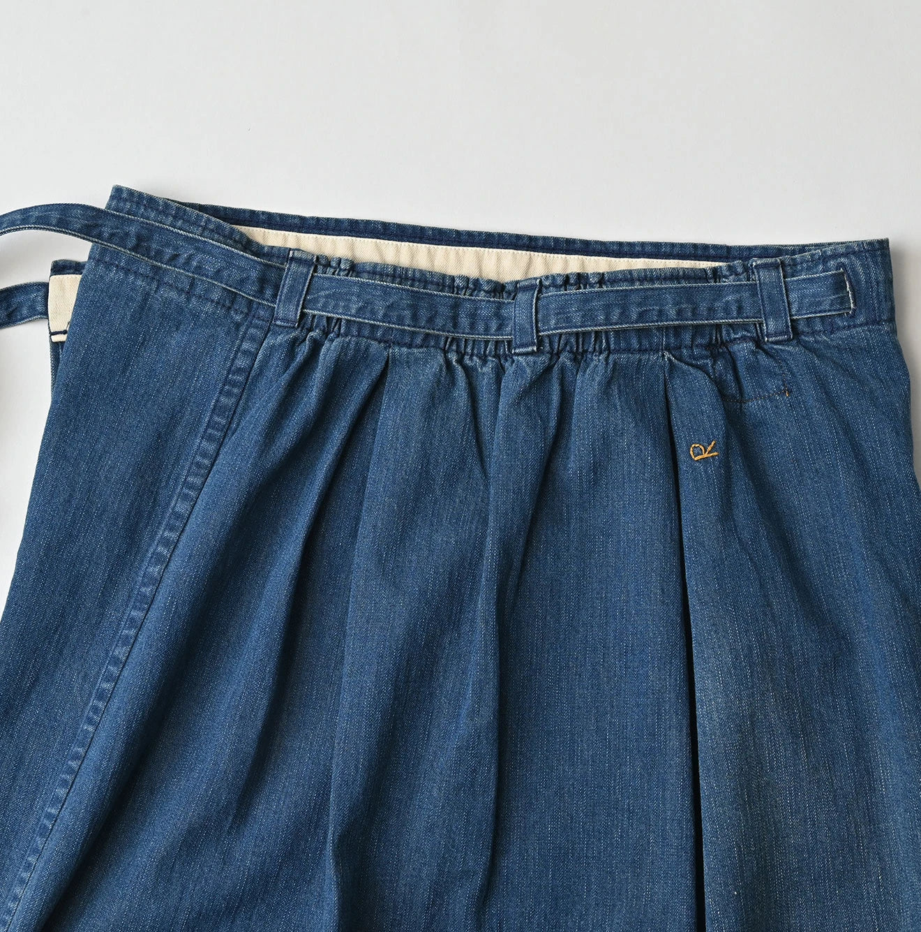 45R Light Mont Brown Denim Wrap Skirt Distressed - Image 16