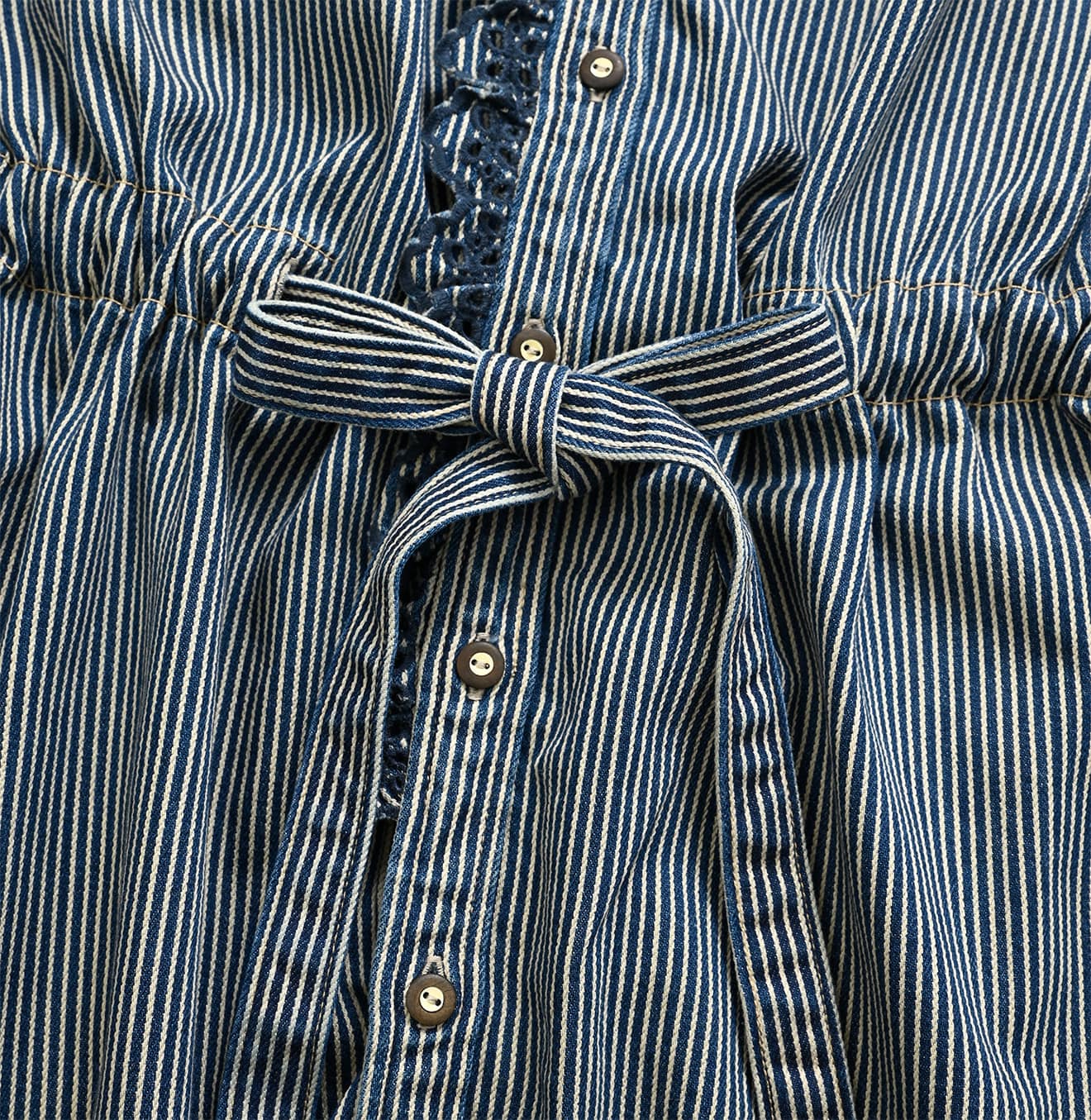 Shirt Denim Cutwork Frilled Dress Distressed