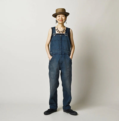 45R Light Mont Brown Denim Stretch Charlotte Overall Distressed