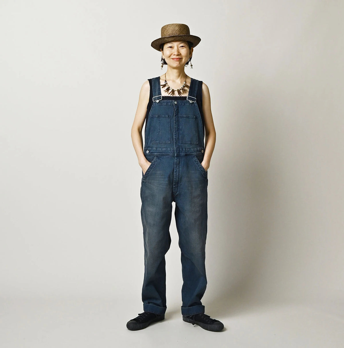 45R Light Mont Brown Denim Stretch Charlotte Overall Distressed
