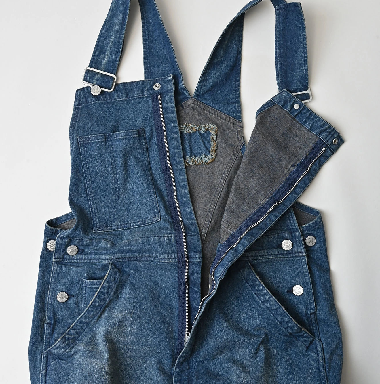 45R Light Mont Brown Denim Stretch Charlotte Overall Distressed - Image 16