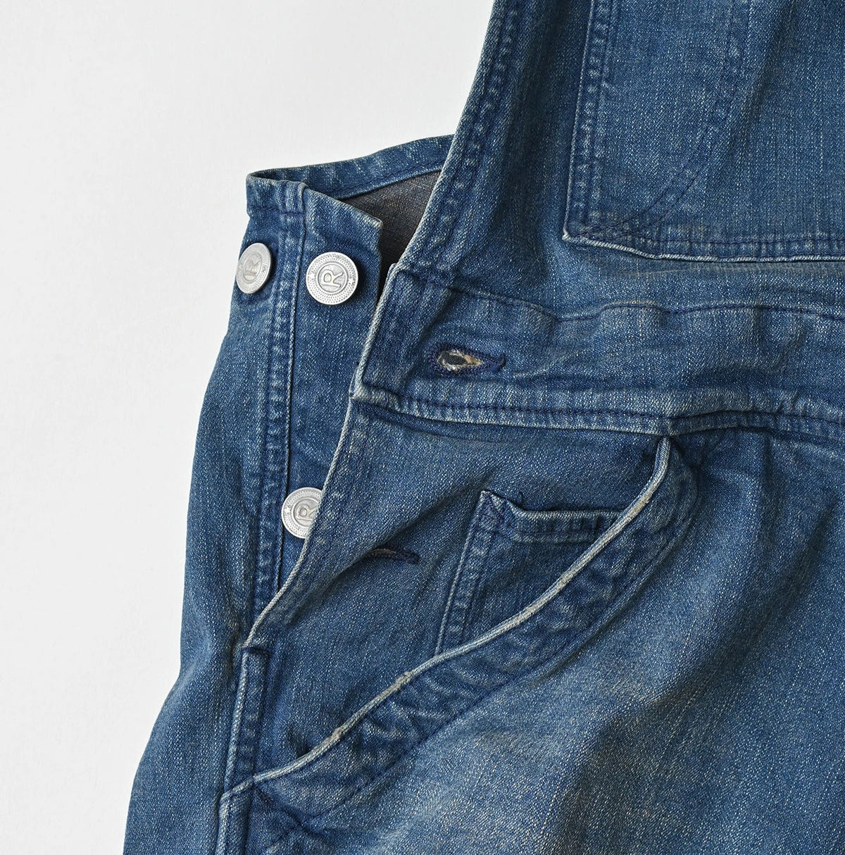 45R Light Mont Brown Denim Stretch Charlotte Overall Distressed