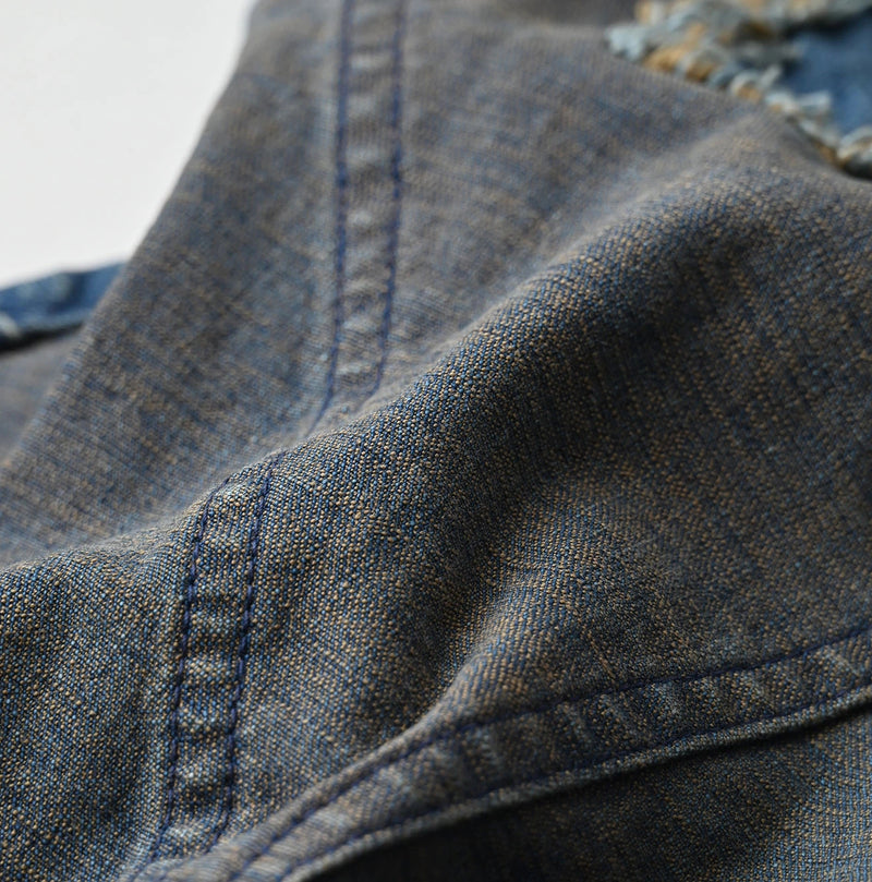 45R Light Mont Brown Denim Stretch Charlotte Overall Distressed - Image 24