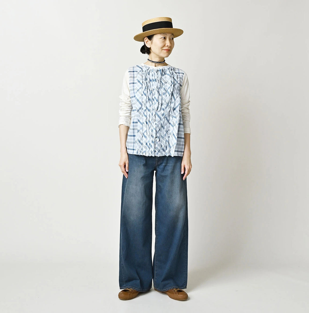 45R Light Mont Brown Denim Bachihime Distressed