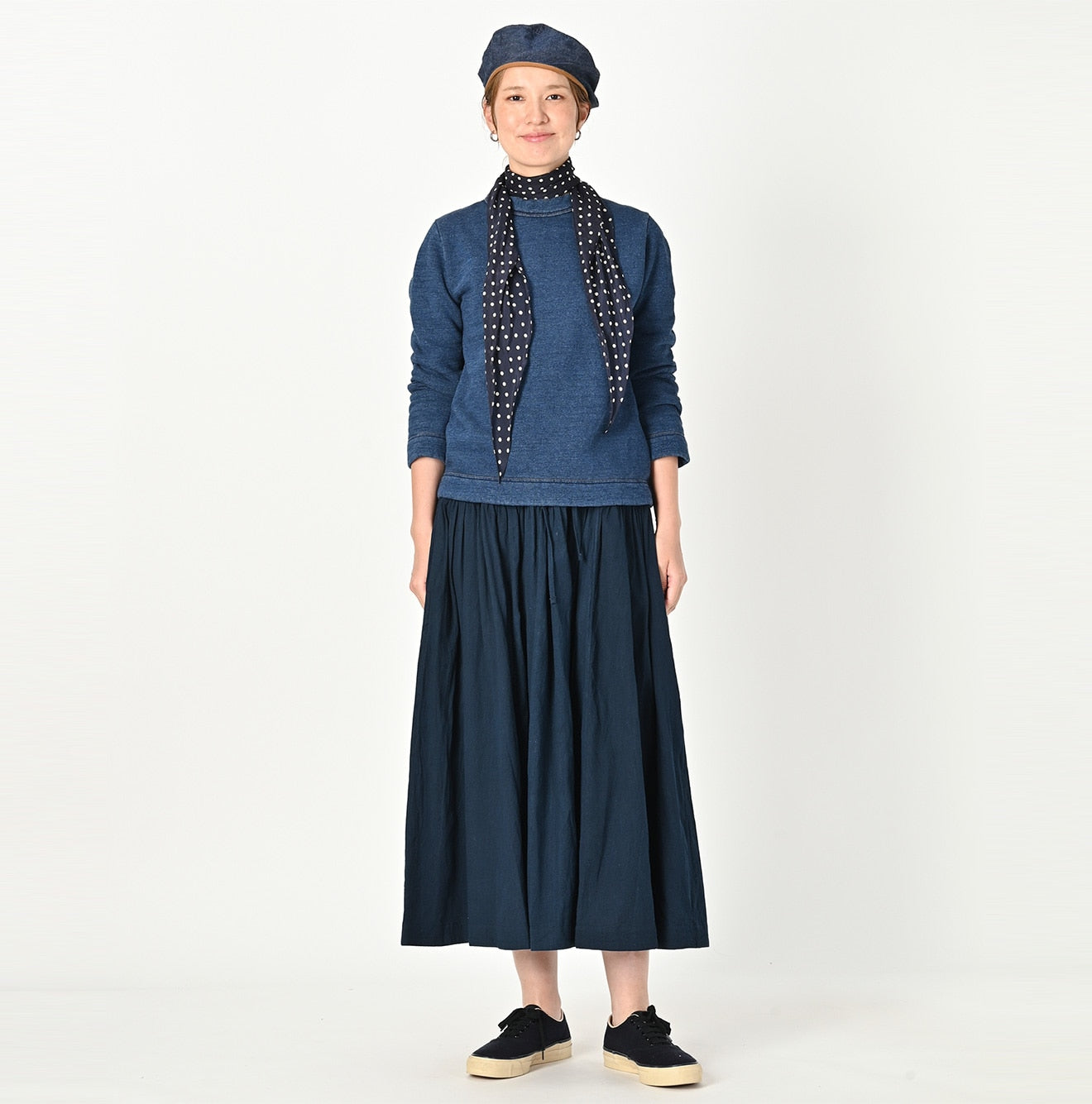 45R Indigo Cotton Fleece Square Top