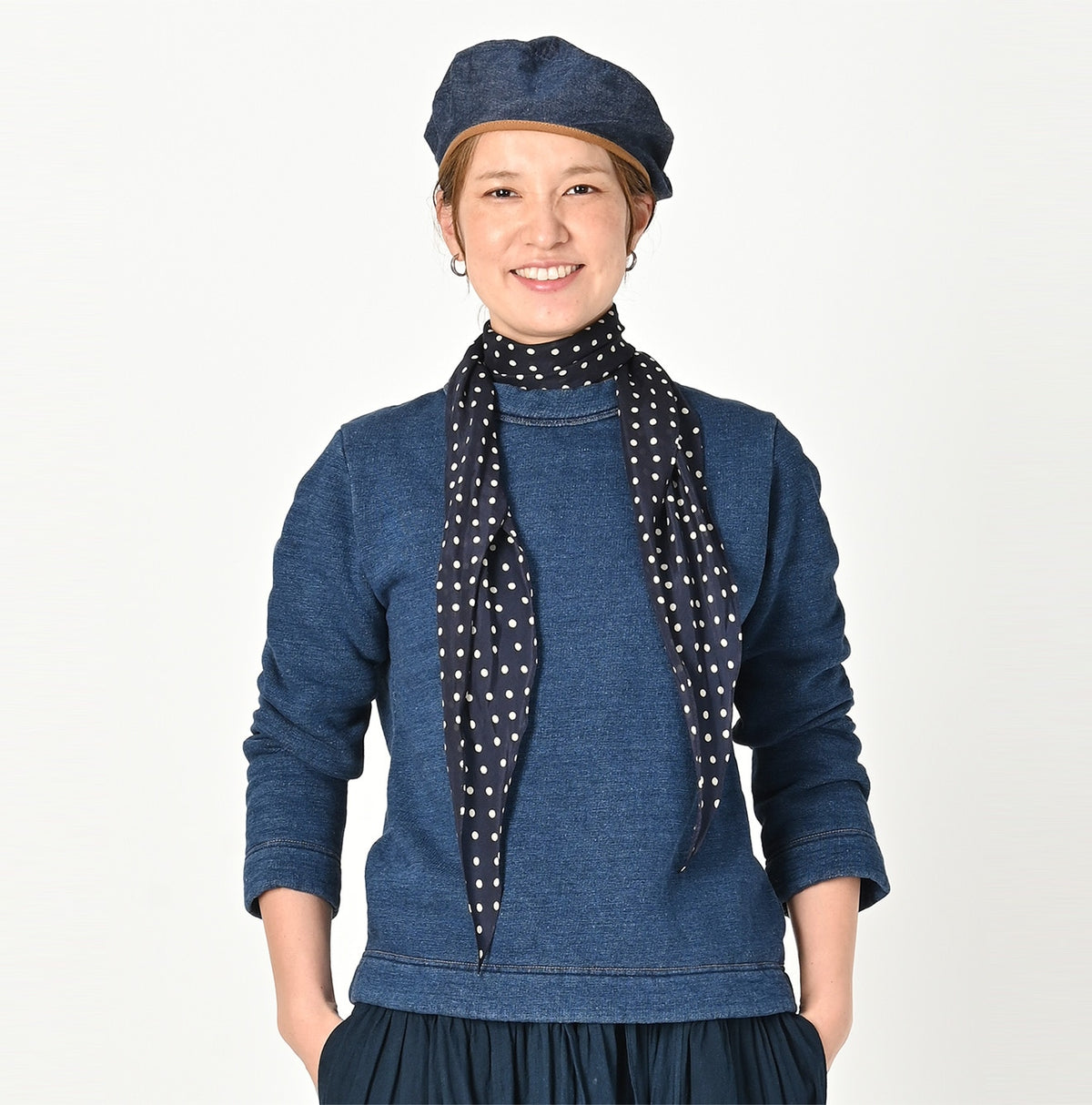 45R Indigo Cotton Fleece Square Top