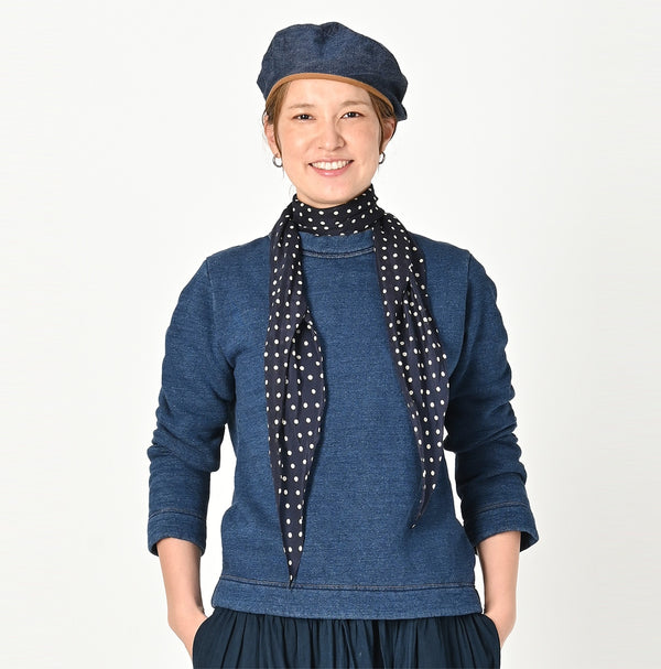 45R Indigo Cotton Fleece Square Top