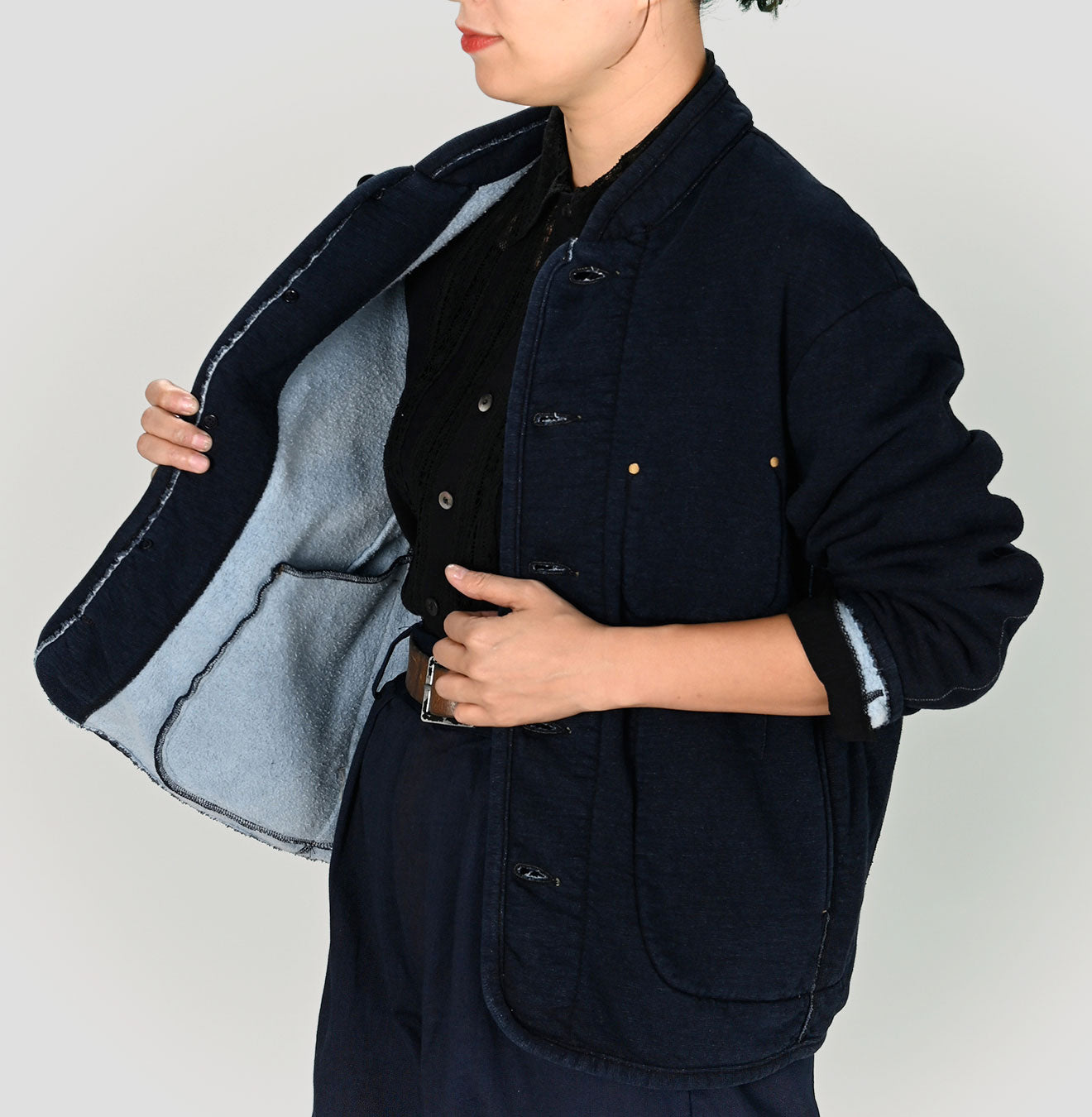 Indigo Cotton Fleece 908 Tyrolean Jacket - 45R by 45rpm studio