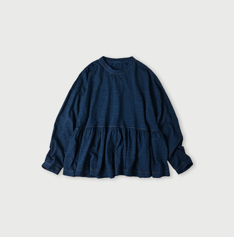 45R Indigo Tenjiku Frilled T-shirt