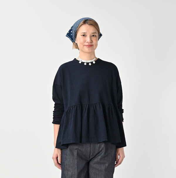 45R Indigo Tenjiku Frilled T-shirt