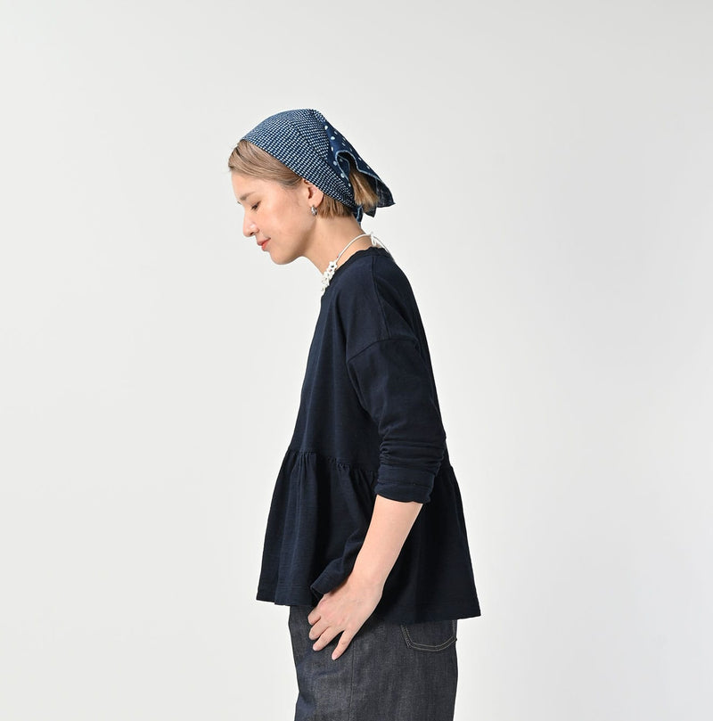 45R Indigo Tenjiku Frilled T-shirt