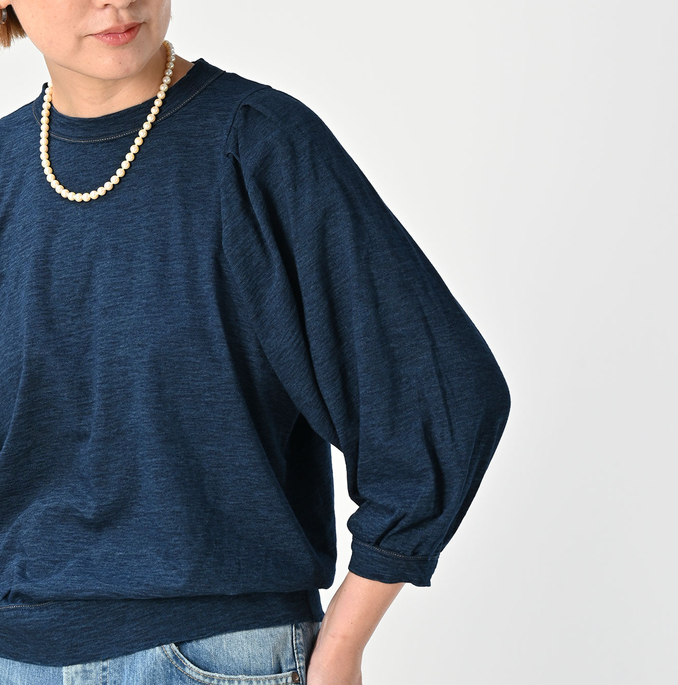 45R Indigo Tenjiku Puff Sleeve T-shirt