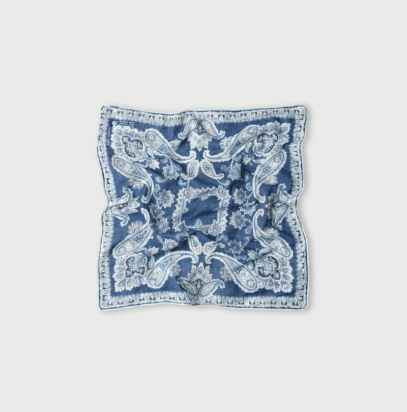 45R Indigo Gauze Paisley Sarasa Bandana