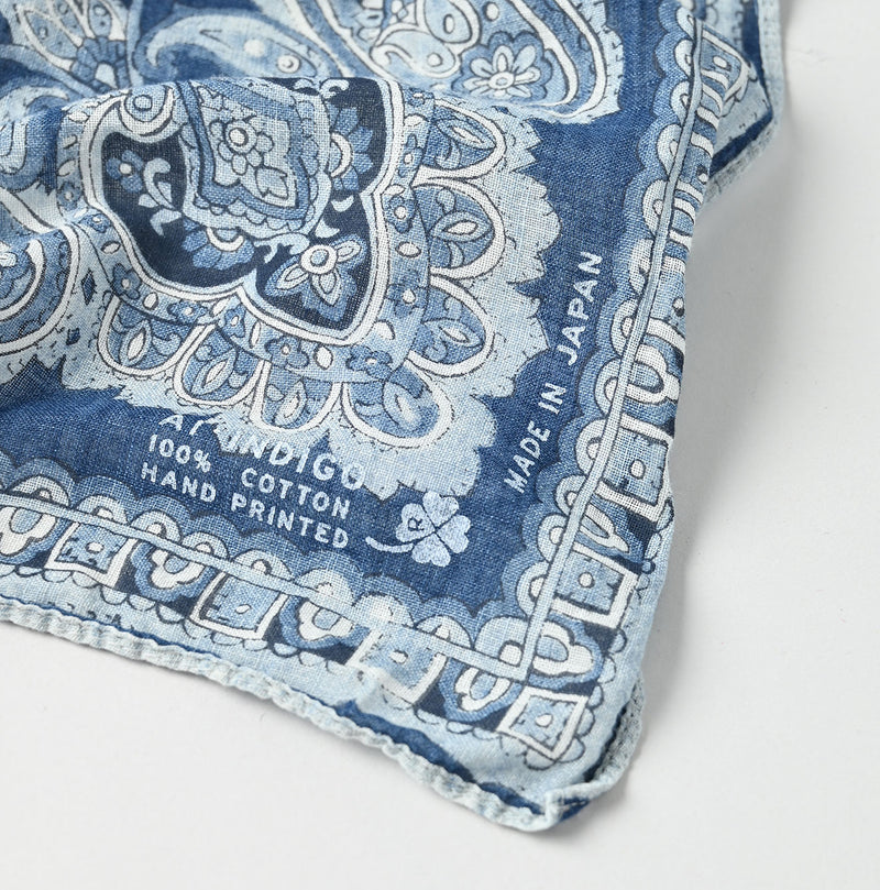 45R Indigo Gauze Paisley Sarasa Bandana