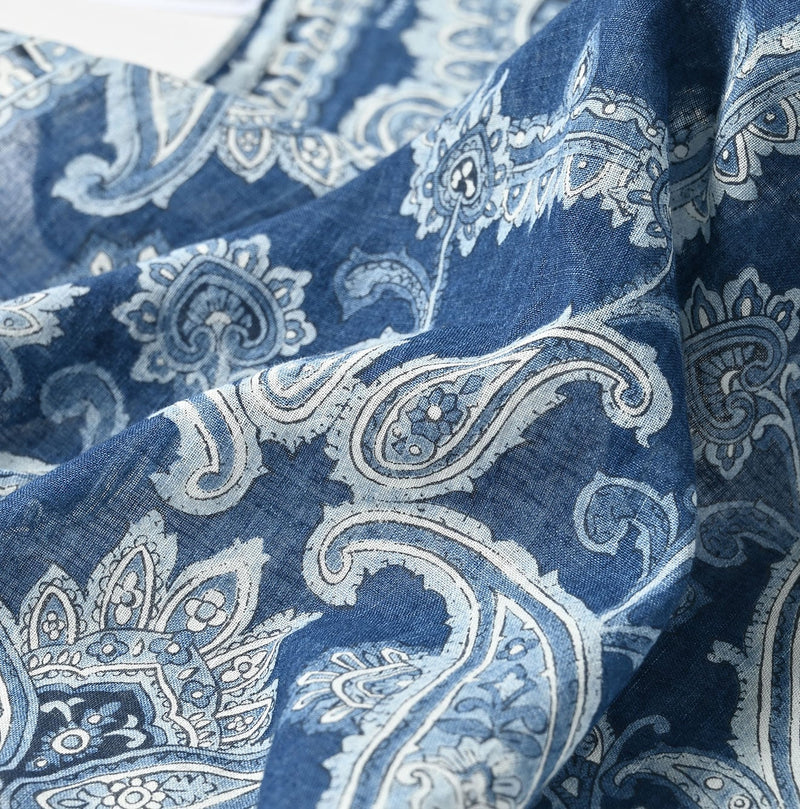 45R Indigo Gauze Paisley Sarasa Bandana