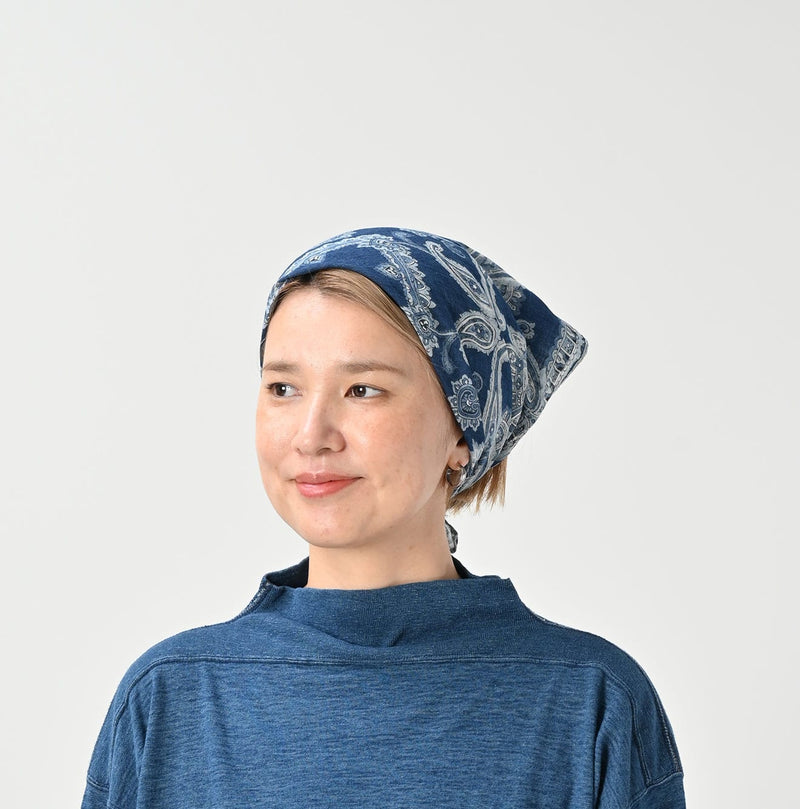 45R Indigo Gauze Paisley Sarasa Bandana