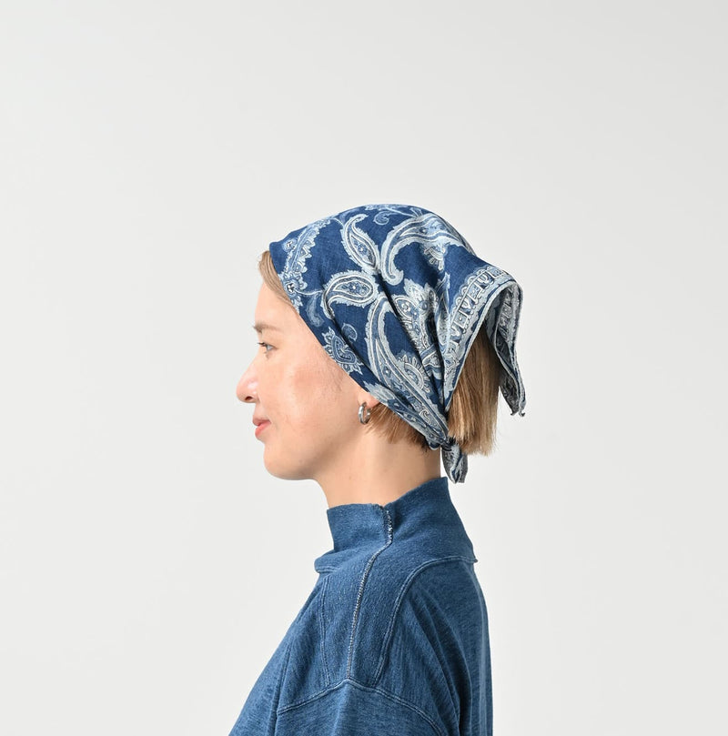 45R Indigo Gauze Paisley Sarasa Bandana
