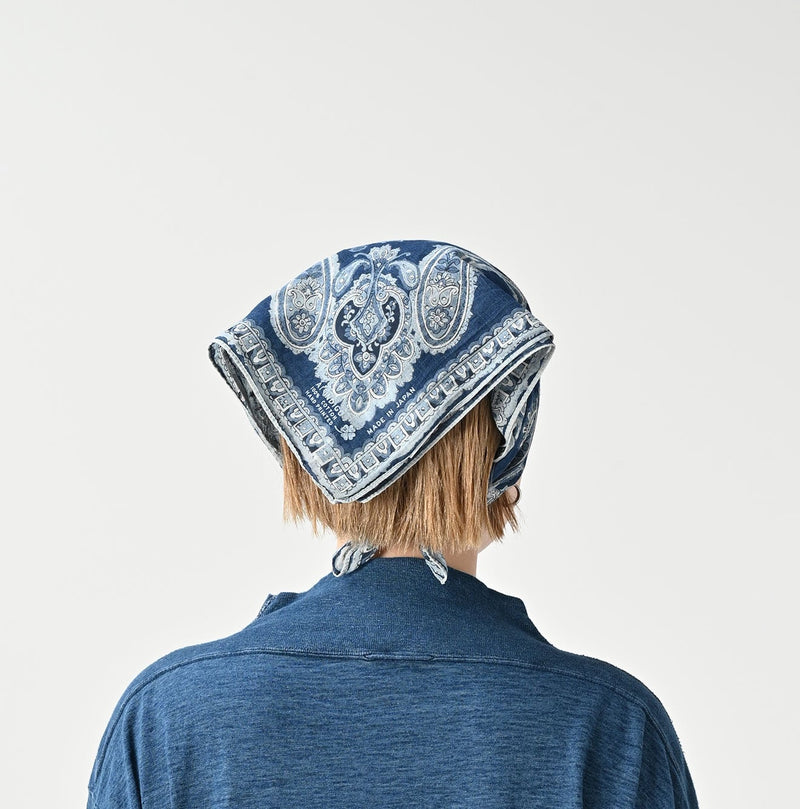 45R Indigo Gauze Paisley Sarasa Bandana