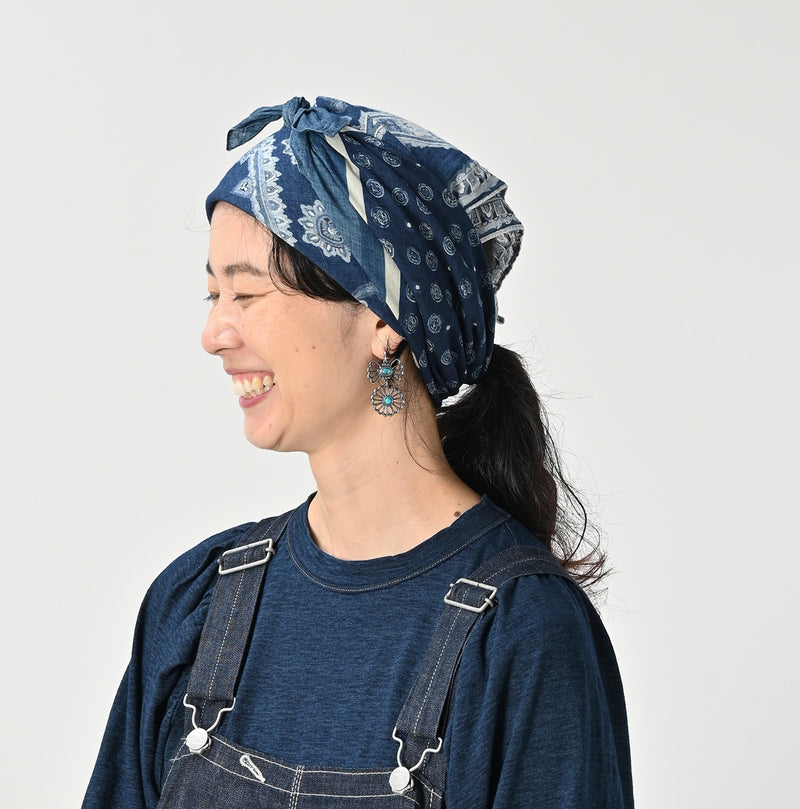 45R Indigo Gauze Paisley Sarasa Bandana