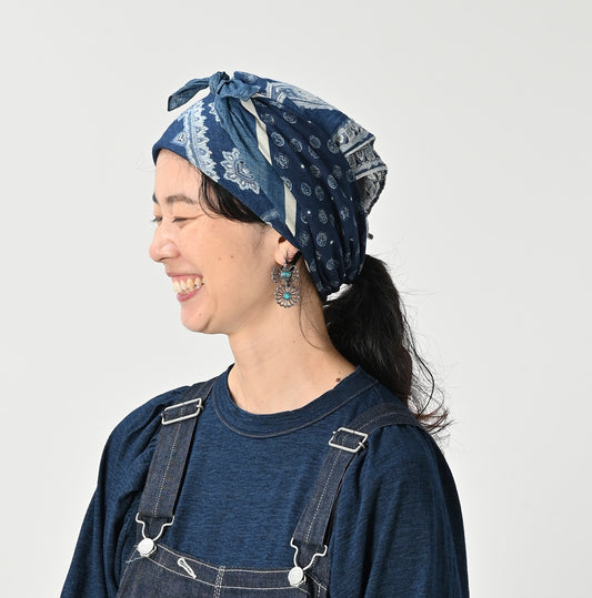 45R Indigo Gauze Paisley Sarasa Bandana